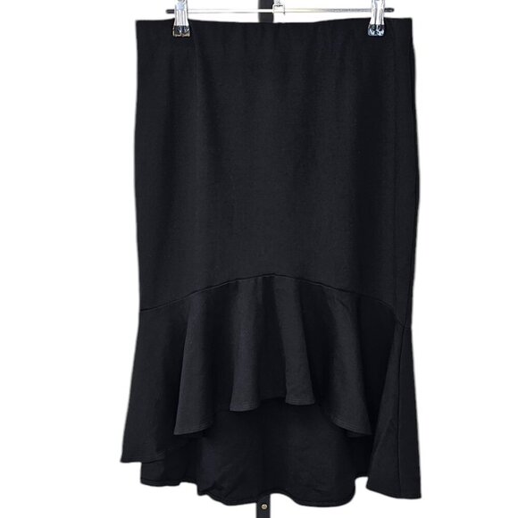 Love Stitch Womens High Low Trumpet Skirt, Black, Stretch , Size Large - Picture 1 of 7